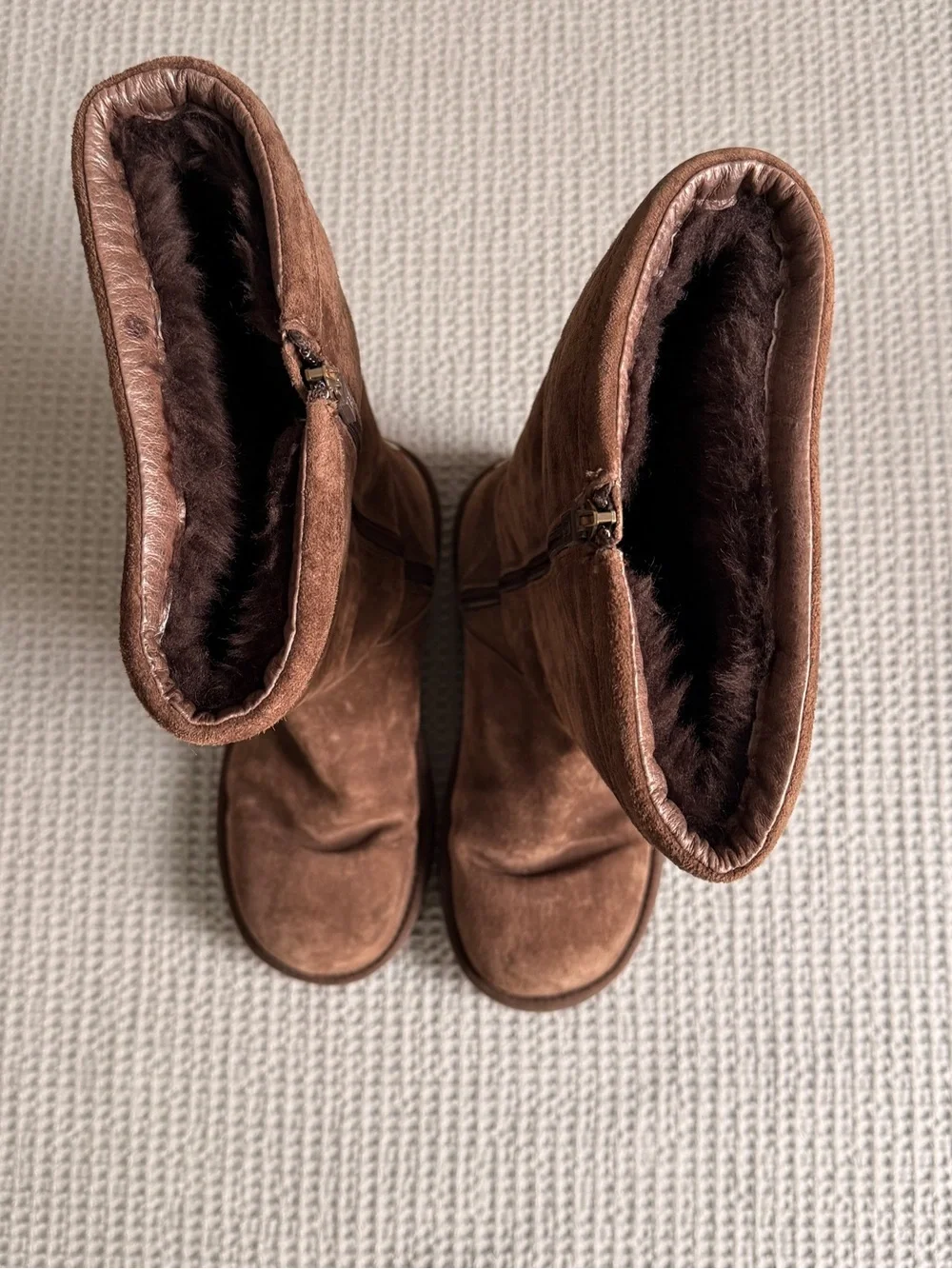 UGG Brown Suede Mid-Calf Zip Winter Boots